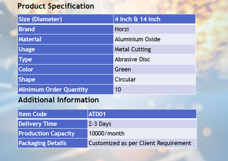 Abrasive Tools Super Thin Cut Off Wheel